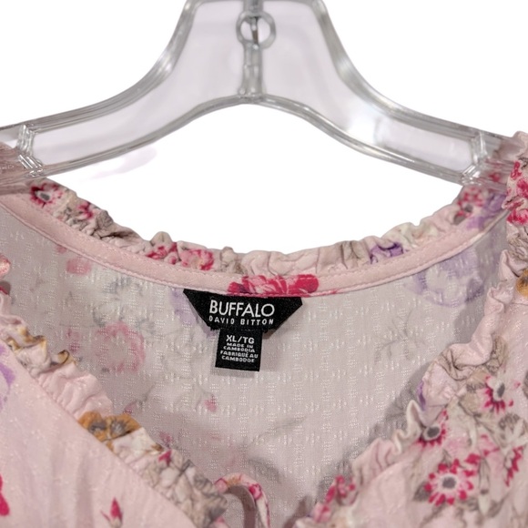 Buffalo David Bitton, Pink Floral Blouse, Size XL - Picture 8 of 10